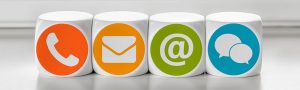 Contact us information icons on blocks