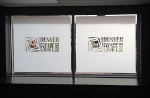Frost window film with logo