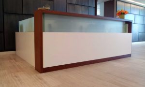 Glass dexk with privacy window film