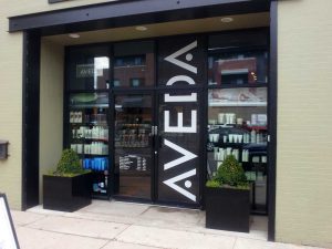 Hair salon custom graphics door signage