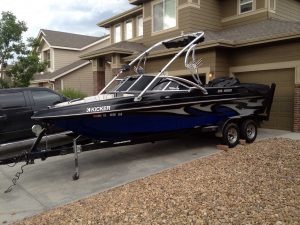 Boat with dark tinted front windows